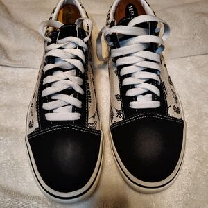 Vans Black and White Paisley Sneakers